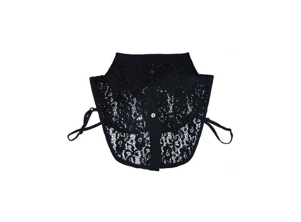 Skjortekrage m/blonder sort 