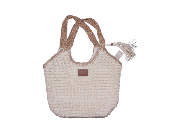 Veske "Summer" stor 2-farget 40x40x14cm beige/offwhite SS27 