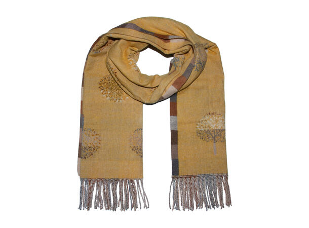 Dame skjerf m/tre 65x185 gul Høst26 