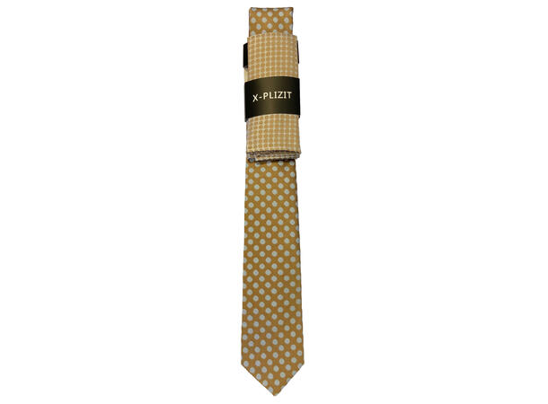 Konfirmant sett prikket beige (slips/lommetørkle hengende) SS27 