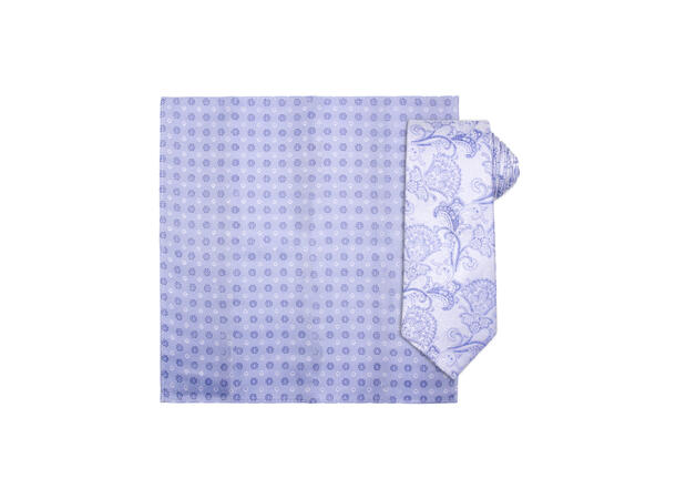 Santi 8cm silkeslips+lommetørkle mønster sett hengende blå 