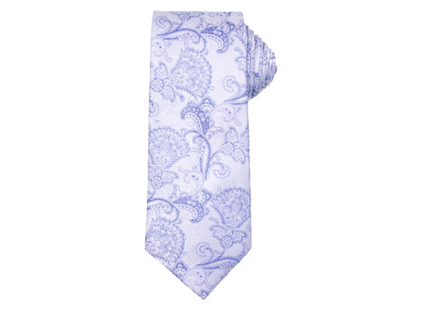 Santi 8cm silkeslips+lommetørkle mønster sett hengende blå 