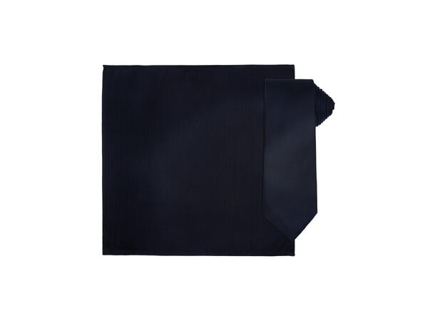 Santi silkeslips+lommetørkle ensfarget sett hengende navy 