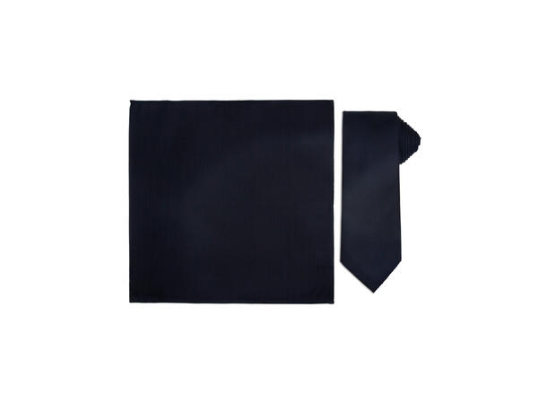 Santi silkeslips+lommetørkle ensfarget sett hengende navy 