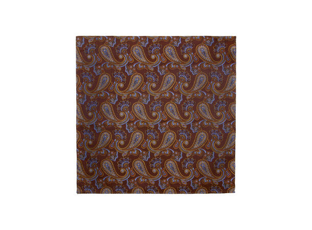 Santi silkeslips+lommetørkle mønstret* sett hengende cognac 
