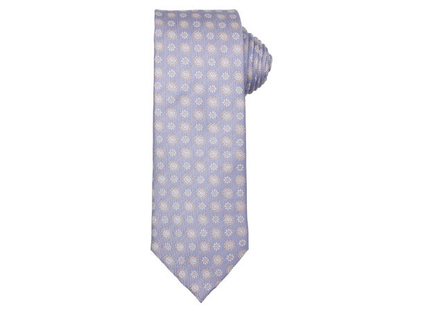 Santi silkeslips+lommetørkle mønstret sett hengende blå 