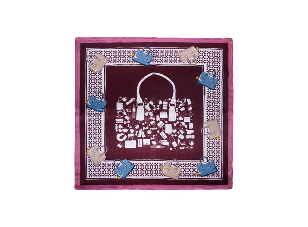 Skjerf "veske"  SILKE 70x70 bordeaux 
