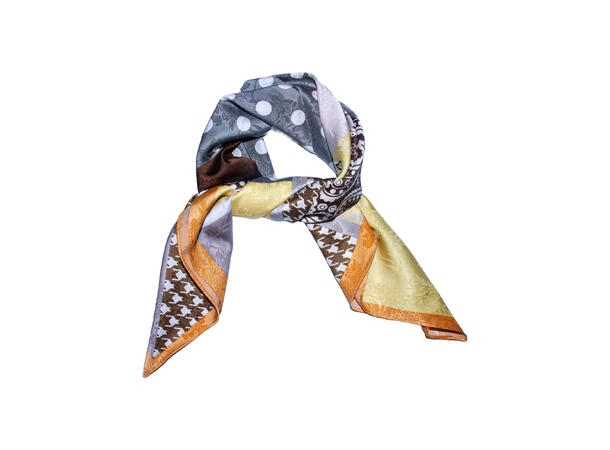 Skjerf blokk-mønster 70x70 gul 