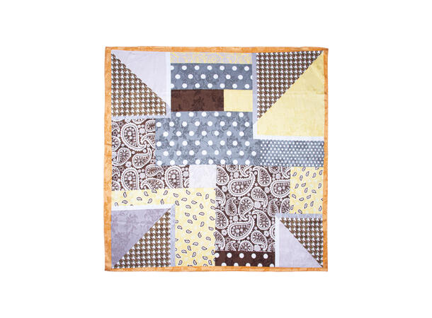 Skjerf blokk-mønster 70x70 gul 