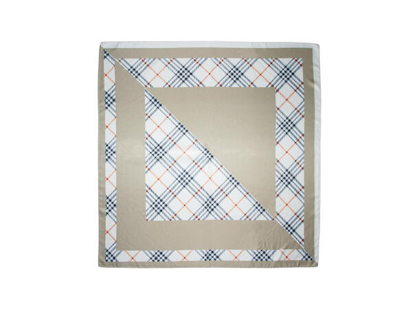 Skjerf dobbeltside rutet 70x70 beige* 