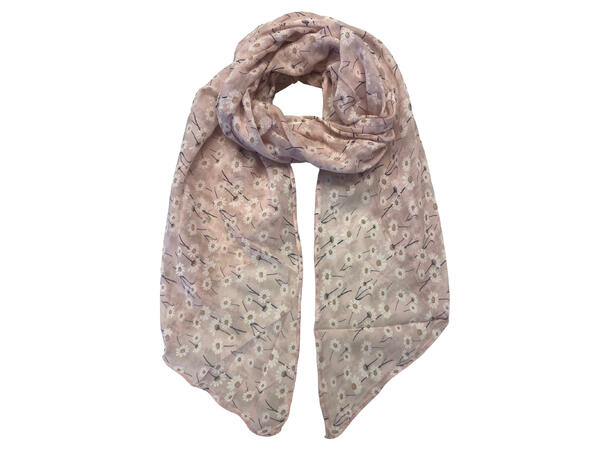 Skjerf m/blomsterhav 70x150 rosa 