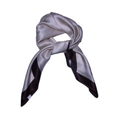 Skjerf m/kant SILKE 70x70 brun m/beige