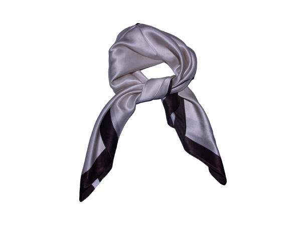 Skjerf m/kant SILKE 70x70 brun m/beige 