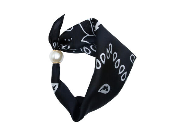 Skjerf m/paisley liten m/perle sort* 