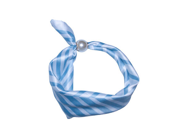 Skjerf m/striper 70x70 m/perle blå* 