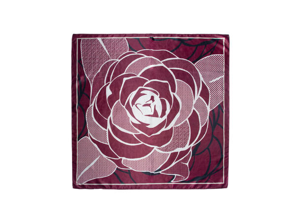 Skjerf mønstert 70x70 vinrød 