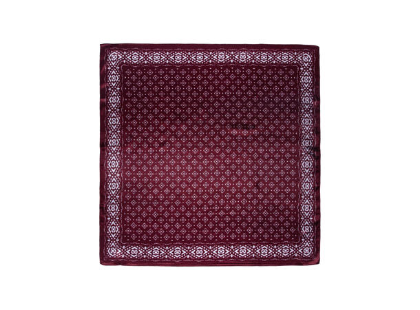 Skjerf mønstert SILKE 70x70 vinrød 