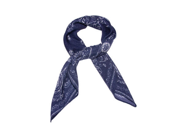 Skjerf mønstert Ull 70x70 navy 