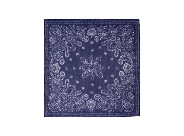 Skjerf mønstert Ull 70x70 navy 