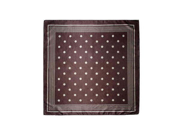 Skjerf prikker og kant 70x70cm brun 