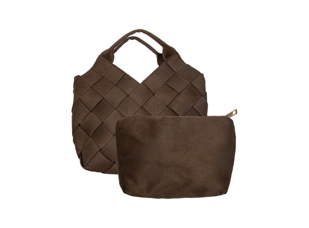 Håndveske "flettet" velvet brun 