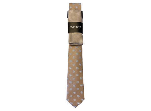 Konfirmant sett mønstert beige (slips/lommetørkle hengende) SS27 