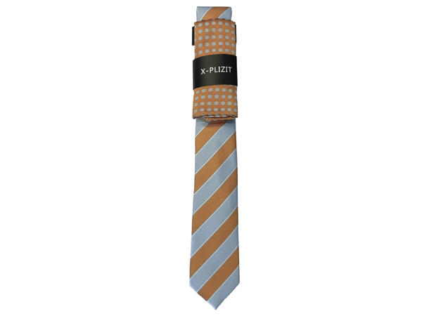 Konfirmant sett stripet beige (slips/lommetørkle hengende) SS27 