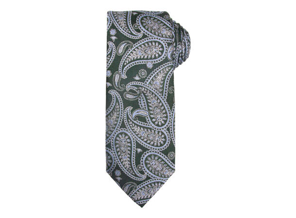Santi 8cm silkeslips+lommetørkle paisley sett hengende grønn 
