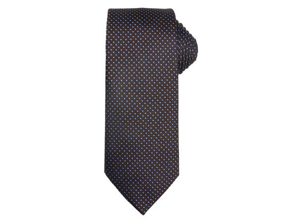 Santi 8cm silkeslips+lommetørkle prikket sett hengende brun 