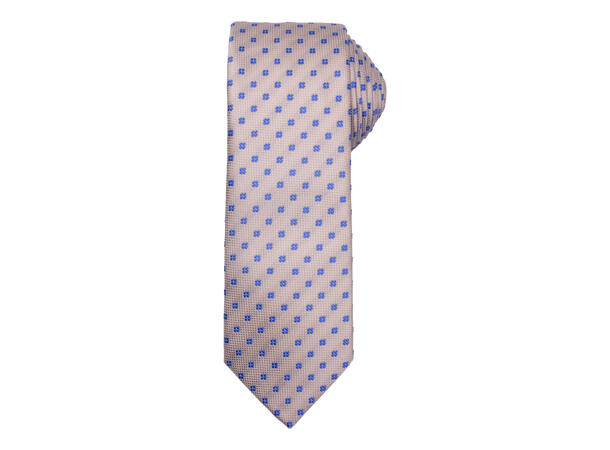 Santi silkeslips+lommetørkle mønstert sett hengende beige 