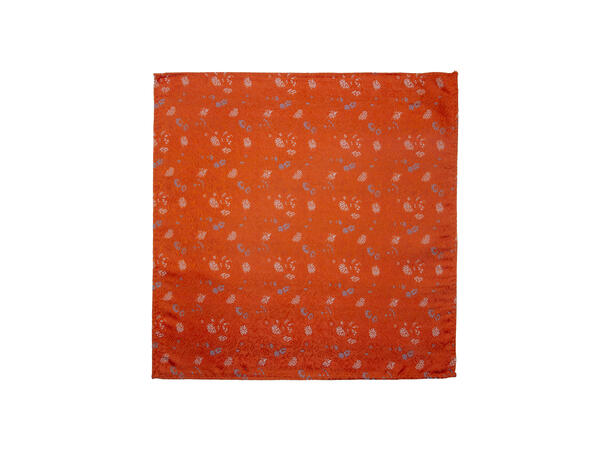 Santi silkeslips+lommetørkle mønstret sett hengende oransje 