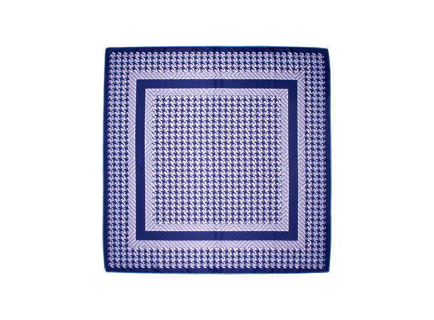 Skjerf dobbeltside mønstert 70x70 navy 