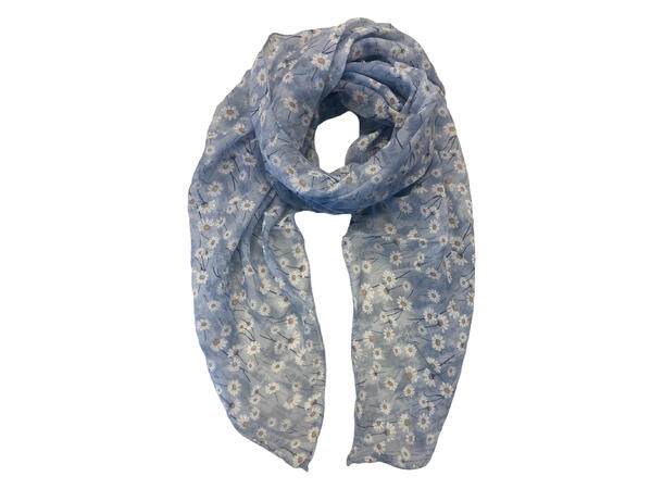 Skjerf m/blomsterhav 70x150 blå 