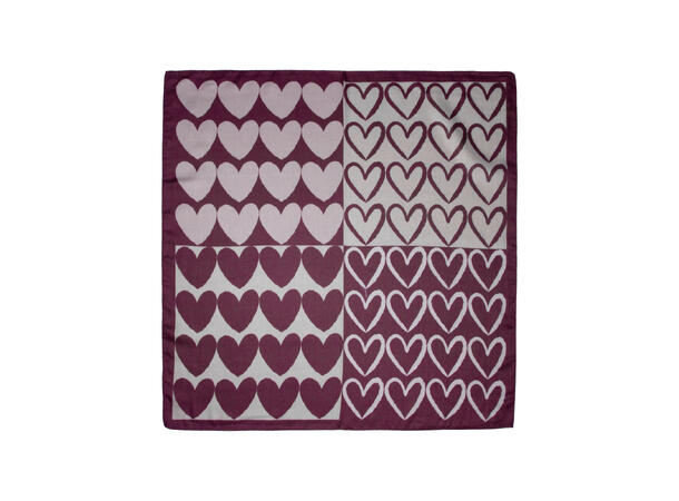 Skjerf m/hjerter 70x70 bordeaux 