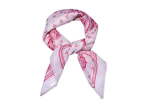 Skjerf m/kirsebær 58x58cm hvit/rosa 