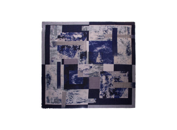 Skjerf mønstert130x130 blå 