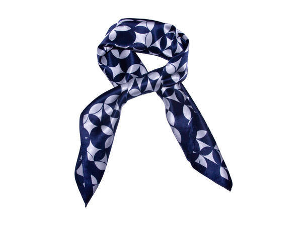 Skjerf mønstret SILKE 70x70cm navy/beige 