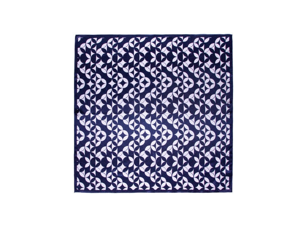 Skjerf mønstret SILKE 70x70cm navy/beige 