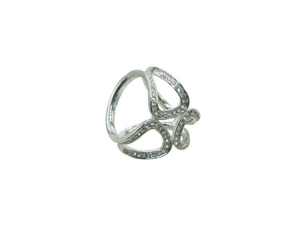 Skjerf ring "3 huller m/strass" sølv* 
