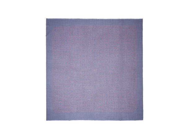Skjerf ull m/mønster 85x85cm grå/rosa 