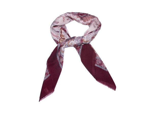 Skjerf ull paisley 85x85cm vinrød Lev. slutt august 