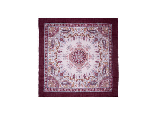 Skjerf ull paisley 95x95cm vinrød Lev. slutt august 