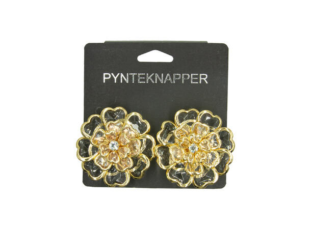 Skjorteknapp stor blomst hvit 