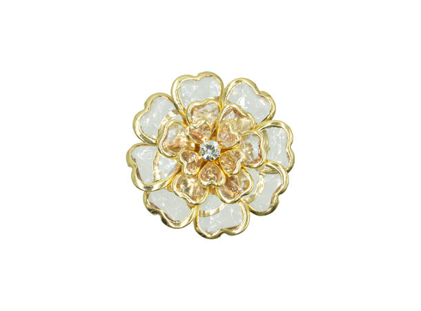 Skjorteknapp stor blomst hvit 