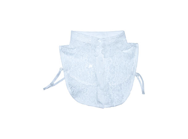 Skjortekrage m/blonder hvit 