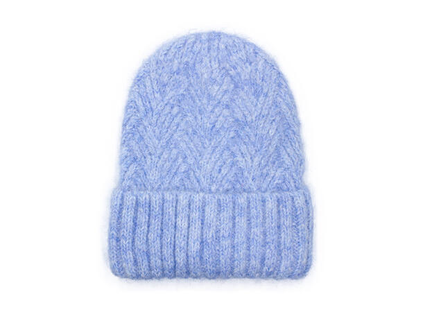 Dame lue m/struktur lys blå Høst26 