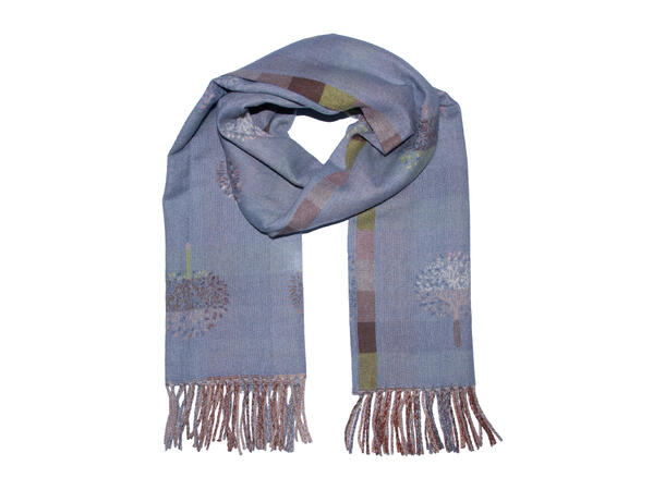 Dame skjerf m/tre 65x185 lys blå Høst26 