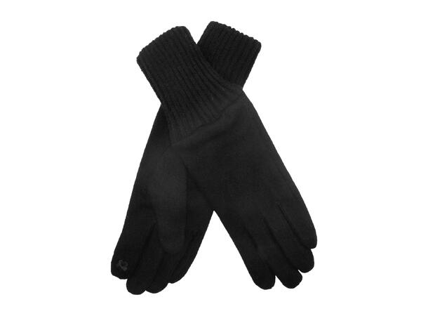 Dame vante ull m/ribb strl 8,5 sort Høst26 