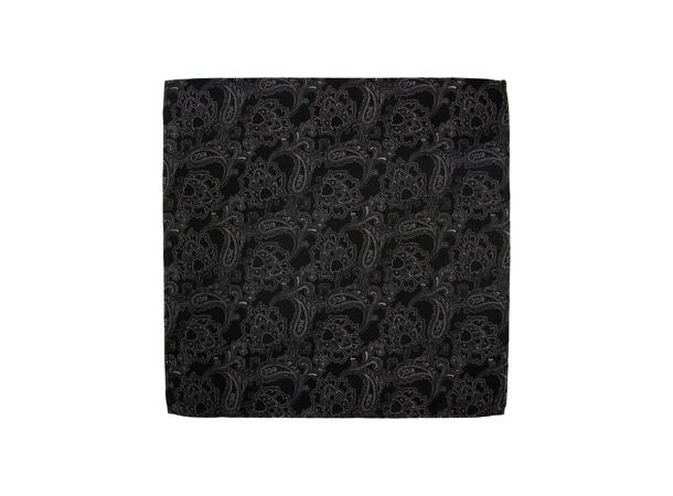 Santi silkeslips+lommetørkle mønstert sett hengende grå/sort 