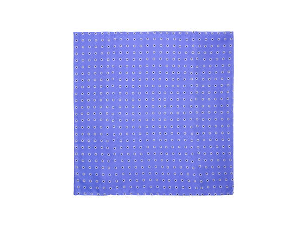 Santi silkeslips+lommetørkle mønstert sett hengende lys blå 